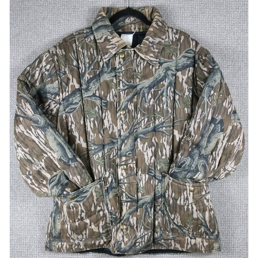 Vintage 80s RefrigiWear Mossy Oak Treestand Camo Quilted Jacket Men's XL